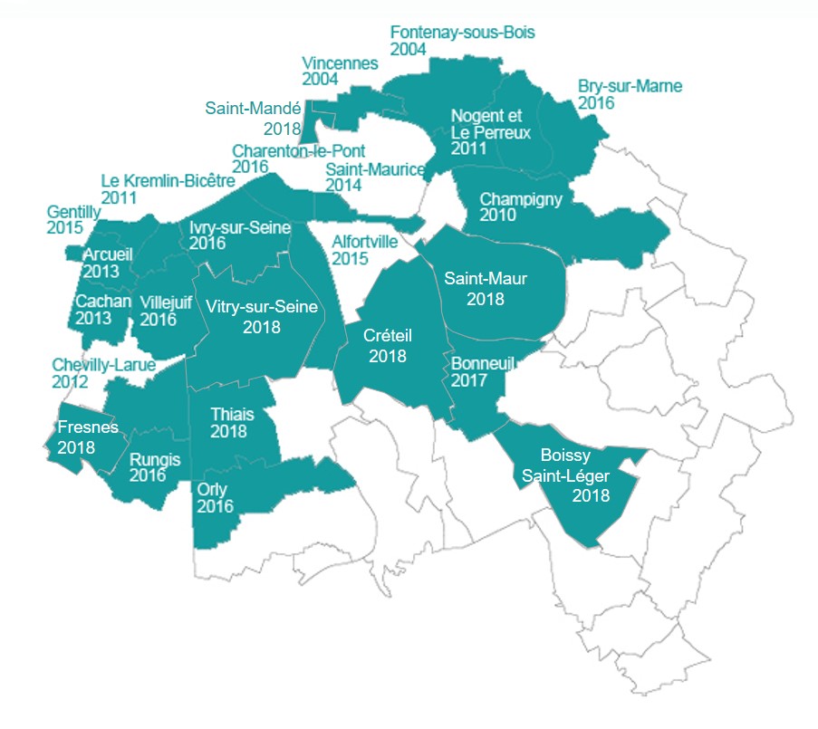 Communes collectant la taxe de séjour en Val-de-Marne