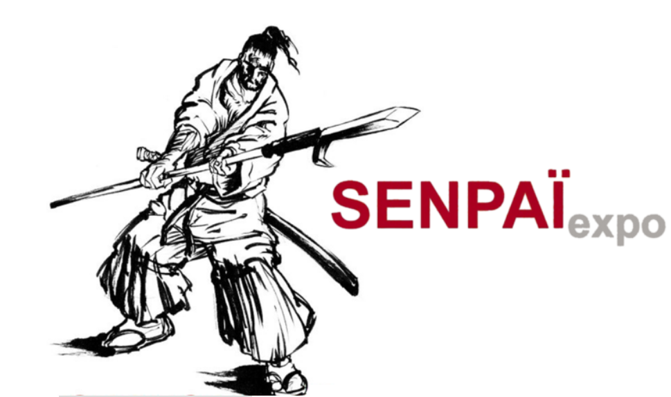 Samouraï en logo d'une affiche d'exposition manga