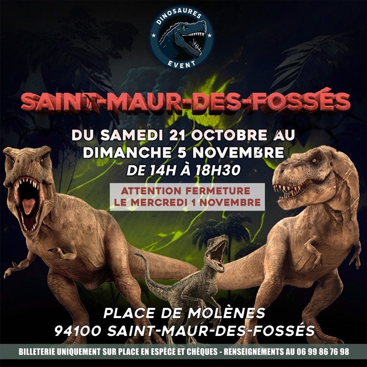 Affiche de l'évènement Les dinosaures à Saint-Maur