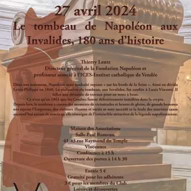 Conférence : Le tombeau de Napoléon aux Invalides, 180 ans d’histoire