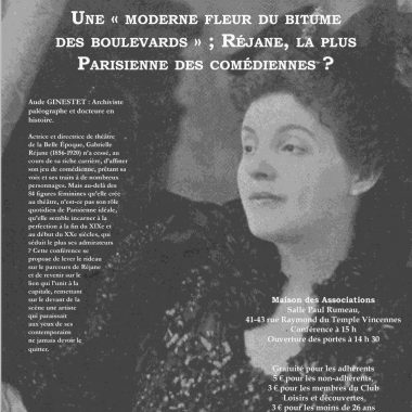 Conférence : Réjane, la plus Parisienne des comédiennes ?