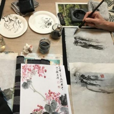 Atelier Sumi-e avec Guy-San, maître de Sumi-e, puis visite de l’Atelier Coban